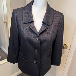 Tahari Arthur S. Levine Black Geometric pattern Button down blazer, Size 8